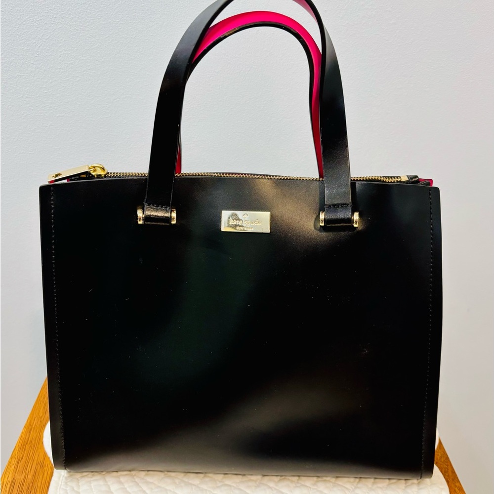 Kate Spade Black Tote with Pink Handles - Picture 3 of 5